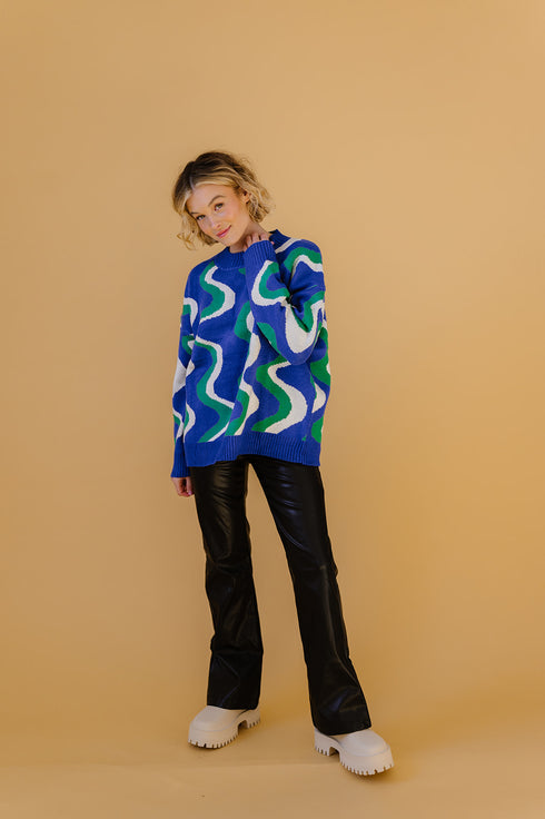 Heart Of Glass Sweater// Electric Blue